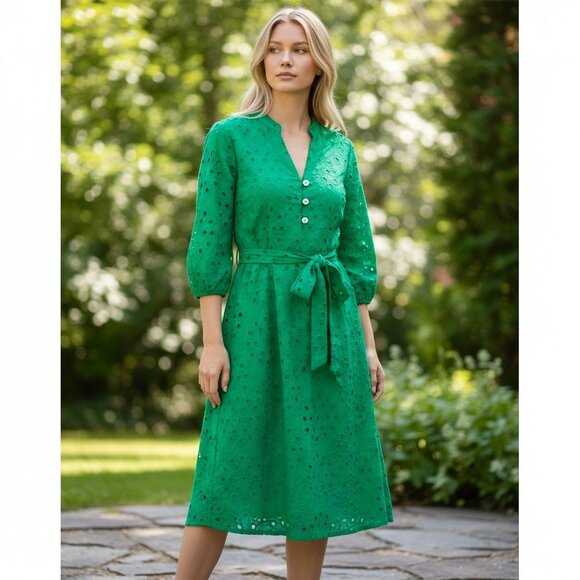 R.N Studio By Ronni Women's Pullover Lined Green Eyelet Dress Size 2X NWT $99.00 - Picture 1 of 13